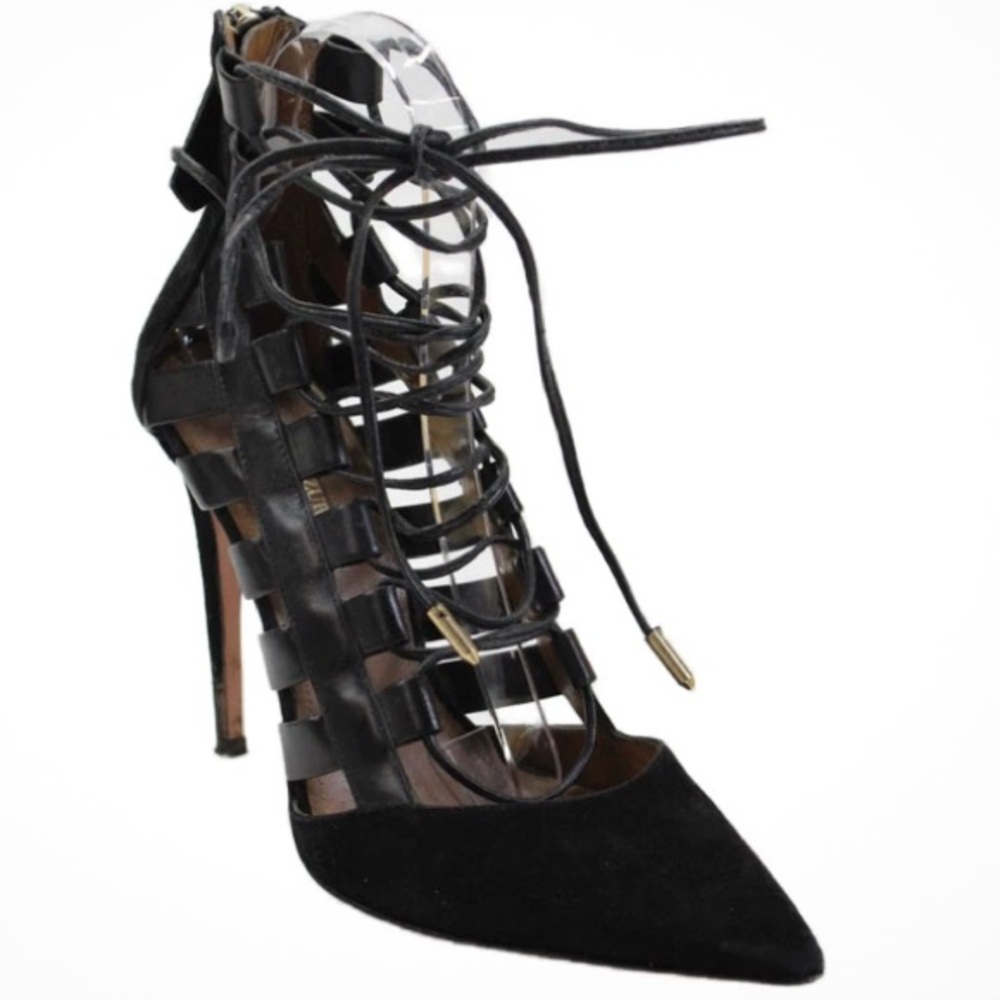 Aquazzura Black Lace-Up Boots